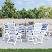 vidaXL Stolsdynor med låg rygg 6 st blå&vit randig oxfordtyg