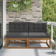 vidaXL Utomhus Mellansoffa med kudde 2 Stycke Naturfärg