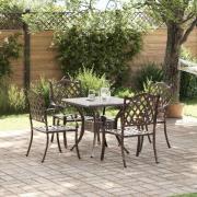 vidaXL Trädgårdsbord Set 5 pcs Brons Gjutet Aluminium