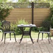 vidaXL Trädgårdsbord Set 3 pcs Svart Gjutet Aluminium