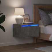 vidaXL Väggmonterade sängbord med LED-lampor 2 st betonggrå