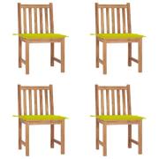 vidaXL Trädgårdsstolar 4 st med dynor massiv teak