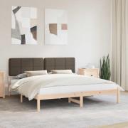 vidaXL Sängram med Klädd Huvudgavel Taupe 200 x 200 cm Massiv furu