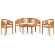 vidaXL Loungegrupp för trädgården 4 delar bananformad massivt teakträ