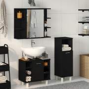 vidaXL Badrumsmöbelset 3 pcs Svart 30 x 30 x 99,5 cm Konstruerat trä