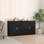 vidaXL Sideboard 2 pcs Svart Ek 79 x 38 x 80 cm Konstruerat trä