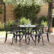 vidaXL Trädgårdsmöbelset 7 pcs Svart Aluminium