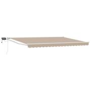 vidaXL Manuell utdragbar markis med LED-lampor Beige och vit 4 x 2 m