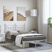 vidaXL Sängram med huvudgavel metall vit 135x190 cm
