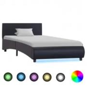 vidaXL Sängram med LED svart konstläder 100x200 cm