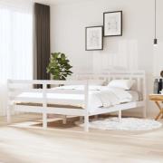 vidaXL Sängram massiv furu 135x190 cm vit