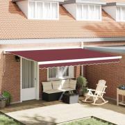 vidaXL Markis manuellt infällbar vinröd 450x300 cm