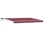vidaXL Manuell markisram med LED-lampor Vinröd 4,5 × 3 m
