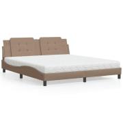 vidaXL Bed with Mattress "Zadar" Cappuccino 180x200 cm Faux Leather