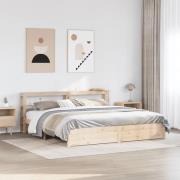 vidaXL Sängram med huvudgavel 180x200 cm massiv furu