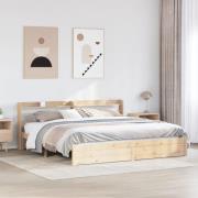 vidaXL Sängram med huvudgavel 200x200 cm massiv furu