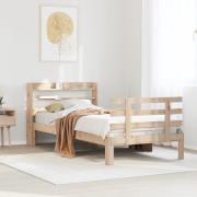 vidaXL Sängram med huvudgavel 90x190 cm massiv furu