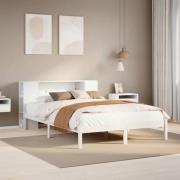 vidaXL Säng med bokhylla utan madrass vit 140x200cm massiv furu