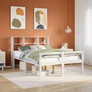 vidaXL Säng med bokhylla utan madrass vit 140x190cm massiv furu