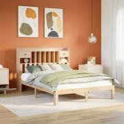 vidaXL Säng med bokhylla utan madrass 140x200cm massiv furu