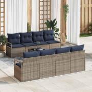 vidaXL Soffset med kudde 7 pcs Grå och Blå konstrotting