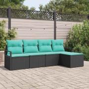 vidaXL Soffset 5 pcs Svart konstrotting