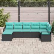 vidaXL Soffset med kudde 7 pcs Svart konstrotting