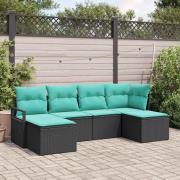 vidaXL Soffset 6 pcs Svart konstrotting