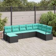 vidaXL Soffset med kudde 8 pcs Svart konstrotting