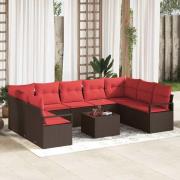 vidaXL Soffset med kudde 10 pcs Brun konstrotting