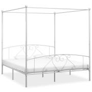 vidaXL Sänghimmel utan madrass vit metall 200x200 cm