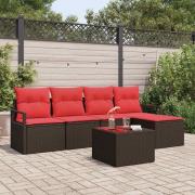 vidaXL Soffset med kudde 6 pcs Brun konstrotting