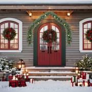 vidaXL Julkrans dekorerad med julkulor och LED-lampor 5 m