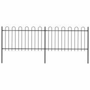vidaXL Trädgårdsstaket med bågeöverdel stål 359x100 cm svart