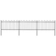 vidaXL Trädgårdsstaket med bågeöverdel stål 537x100 cm svart