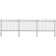 vidaXL Trädgårdsstaket med bågeöverdel stål 537x120 cm svart