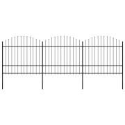 vidaXL Trädgårdsstaket med spjuttopp stål 537x175 cm svart