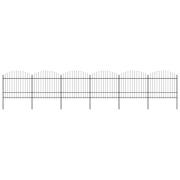 vidaXL Trädgårdsstaket med spjuttopp stål 1070x175 cm svart