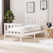 vidaXL Sängram massiv furu 90x190 cm vit