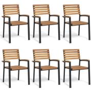 vidaXL Stapelbara trädgårdsstolar 6 st massivt akacia&metall