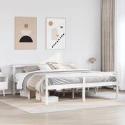 vidaXL Seniorsäng med sänggavel vit 200x200 cm massiv furu