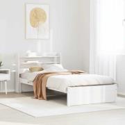 vidaXL Sängram med huvudgavel utan madrass vit 90x200 cm