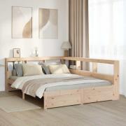 vidaXL Säng med bokhylla utan madrass 140x200cm massiv furu