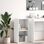 vidaXL Bokhylla med 2 hyllor vit 40x30x76,5 cm konstruerat trä