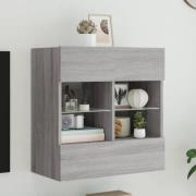 vidaXL Väggmonterad tv-bänk LED grå sonoma 58,5x30x60,5 cm