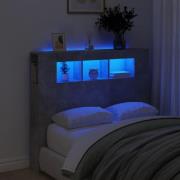 vidaXL Sänggavel LED betonggrå 120x18,5x103,5 cm konstruerat trä