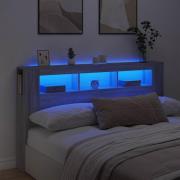vidaXL Sänggavel LED grå sonoma 180x18,5x103,5 cm konstruerat trä