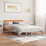 vidaXL Sängram utan madrass vaxbrun 140x200 cm massiv furu
