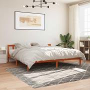 vidaXL Sängram utan madrass vaxbrun 180x200 cm massiv furu
