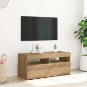 vidaXL TV-bänk med LED-lampor artisan ek 90x35x40 cm konstruerat trä